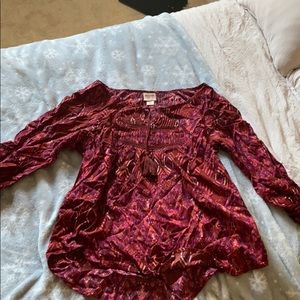 Red Flowy Blouse